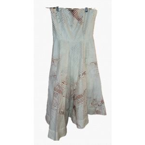 White House Black Market NWT Strapless Dress Ecru With Pale Blush Size 4 knee L